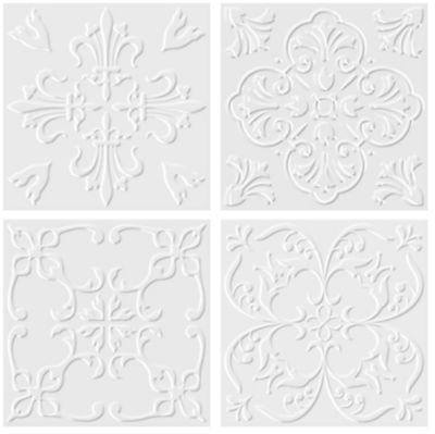 Revestimento Decorado Artsy Floral White Acetinado 20x20cm