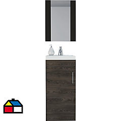 Set mueble lavamano + espejo wengue/coñac