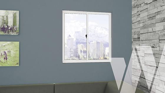 Ambientación ventana corredera aluminio monolítica