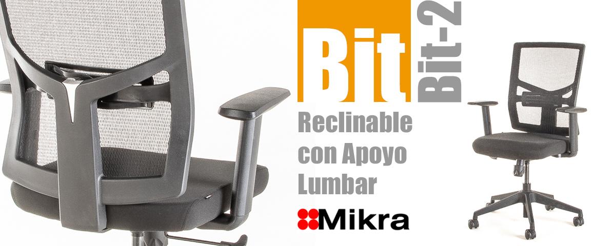 Silla Ergonómica BIT-2 Reclinable con Apoyo Lumbar Regulable, de Mikra.