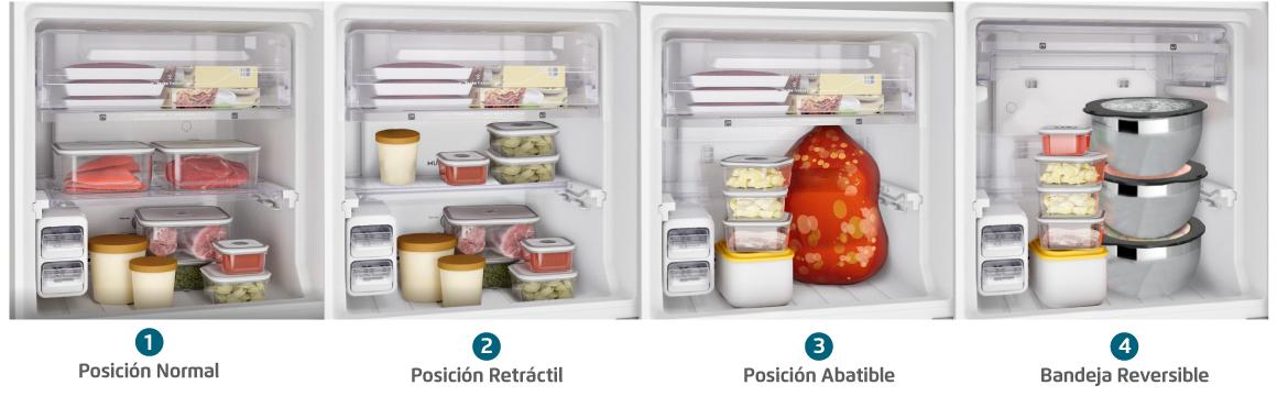Bandejas adaptables en freezer con el refrigerador Fensa DW44S