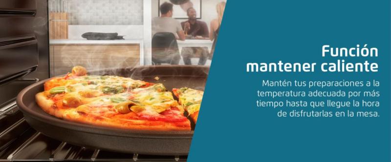 Funcin mantener caliente. Mantn tus preparaciones a la temperatura adecuada por ms tiempo hasta que llegue la hora de disfrutarlas en la mesa.