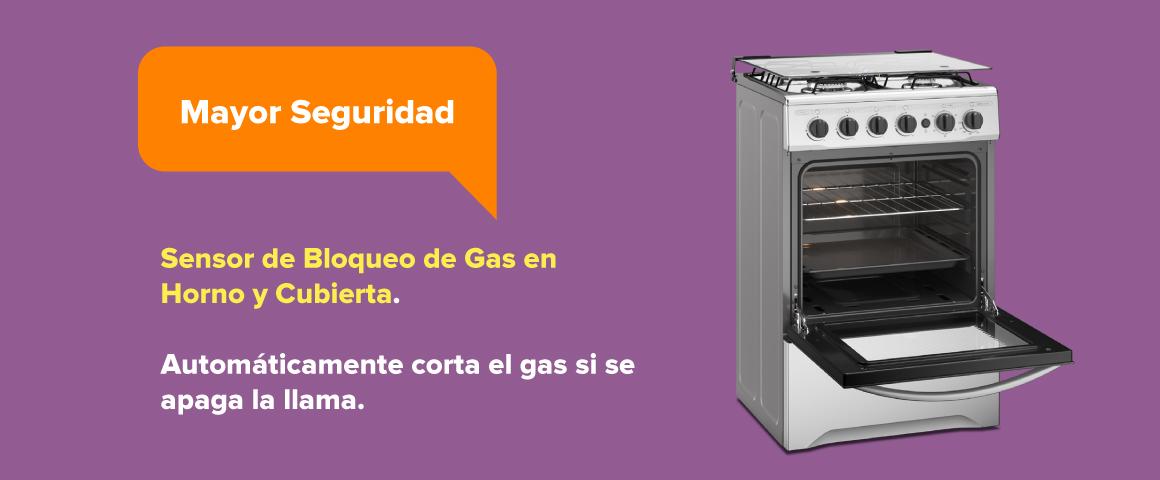 Mayor seguridas. Sensor de bloqueo de gas en horno y cubierta.