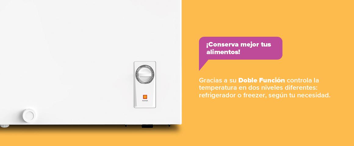 Funcion Dual, usa tu congelador como Freezer o Refrigerador.