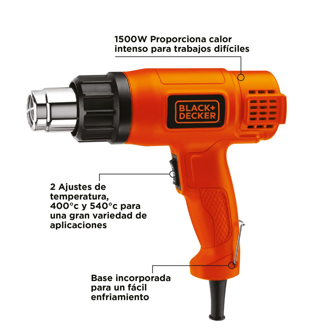 Pistola de calor, calor, Pistola, Black&Decker, B&D;temperatura, caliente, herramienta eléctrica, remover pintura, aflojar tuercas, pernos, HG1504