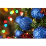 Conjunto 24 Bolas de Natal com Glitter 4cm Azul