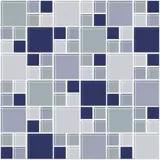 Pastilha de Vidro Mondrian Mix 2,5x2,5 30x30cm Azul
