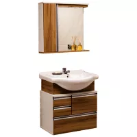 Kit Gabinete de Banheiro com Cuba e Espelho 63,5cm Atacama Nogal A. J. Rorato