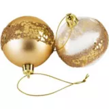 Conjunto 2 Bolas de Natal com Glitter Love 6cm Dourado