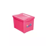 Caixa Organizadora Plástico Médio Alta 30L Rosa