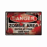 Placa Decorativa Zombie Zone Colorido