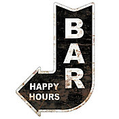 Placa Decorativa Formato Seta Bar Happy Hours 42x29cm