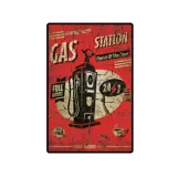 Placa Decorativa Gas Station 29x19cm Vermelho