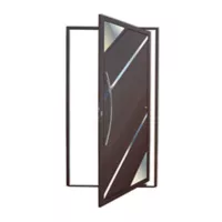 Porta Pivotante Vidro e Friso Alumínio Corten Esquerda 210x100x4,6cm Oasis