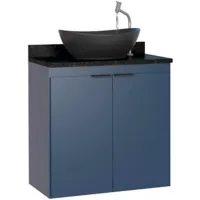 Gabinete de Banheiro em Madeira Aster 60 Azul com Granito 41,9x60x61cm Cozimax