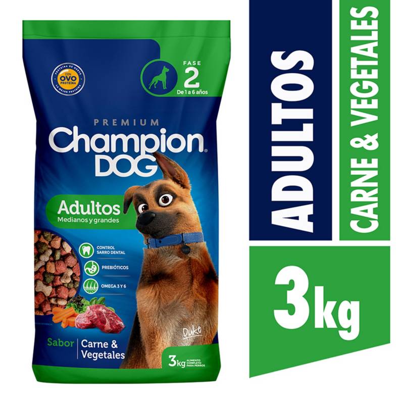 CHAMPION DOG - Alimento seco para perro adulto 3 kg pollo y vegetales