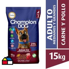 CHAMPION DOG - Alimento seco para perro adulto 15 kg carne y cereal