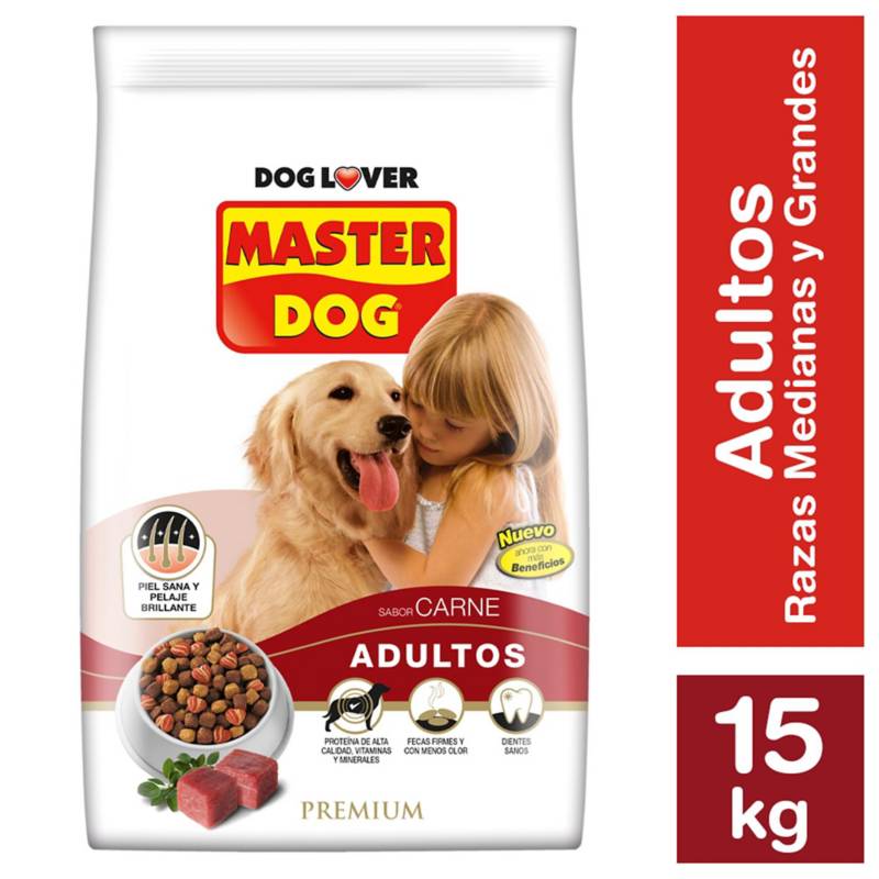 MASTER DOG - Alimento seco| perro adulto 15kg carne, arroz y vegetales