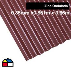 GENERICO - Plancha zinc acanalada prepintada roja 85,1X3,66 cm.