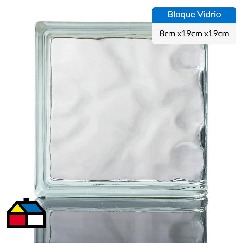 HOLZTEK - Bloque de vidrio transparente terminación curva.