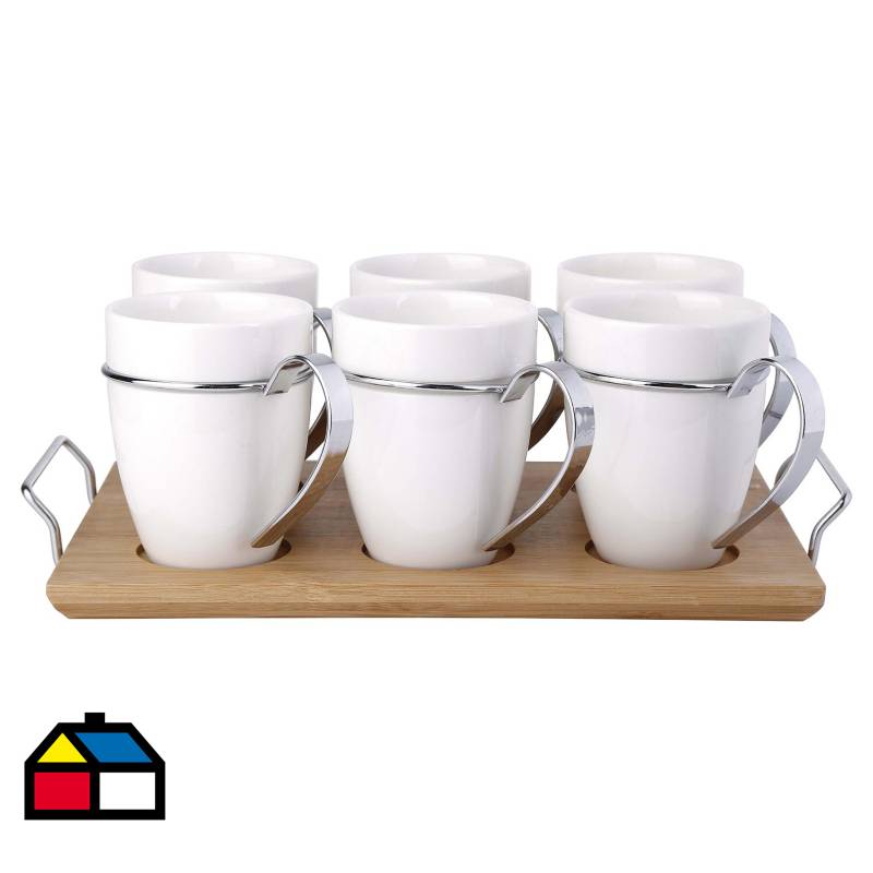 JUST HOME COLLECTION - Set de tazas para café 6 unidades Blanco