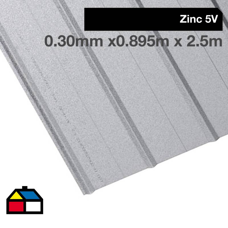 BOLKOW - 0.30 x 895 x 2500 mm Plancha 5V zinc Recubrimiento AZM150