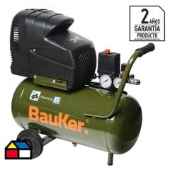 BAUKER - Compresor de aire portátil 2 HP 25 litros