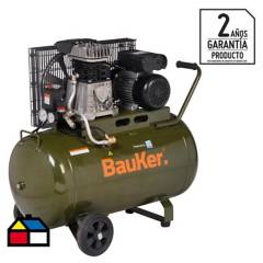 BAUKER - Compresor de aire portátil 2 HP 100 litros