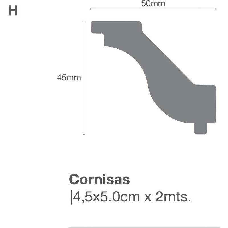 MARBET DESIGN Moldura Cornisa E6 Ps 33X32mm X 2mts Caja 110unds