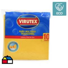 VIRUTEX - Paño multiuso tradicional x3 absorbente amarillo