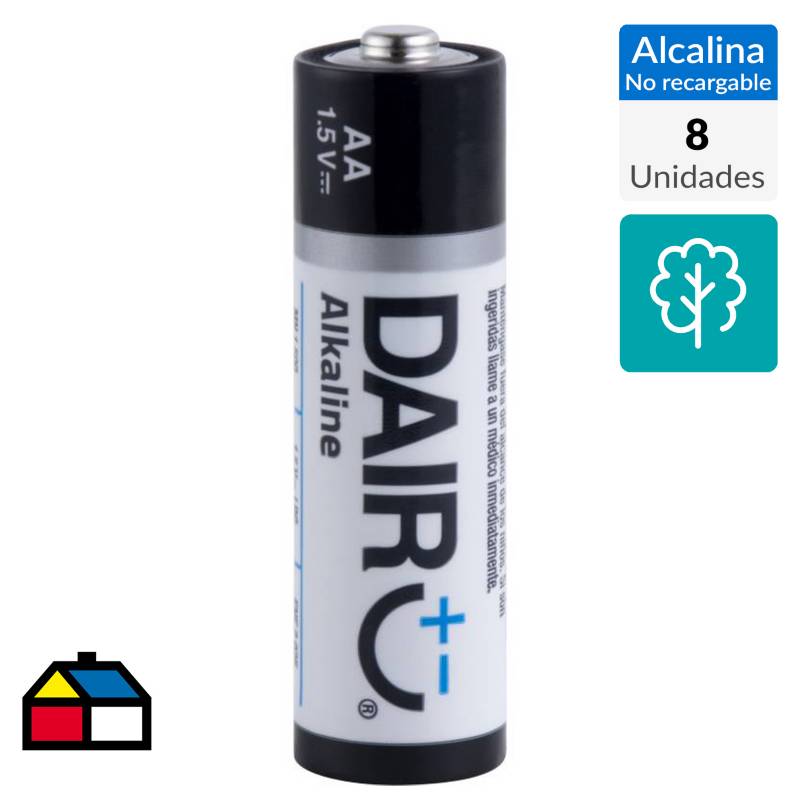 DAIRU - Pack de 8 pilas alcalinas AA 1.5V