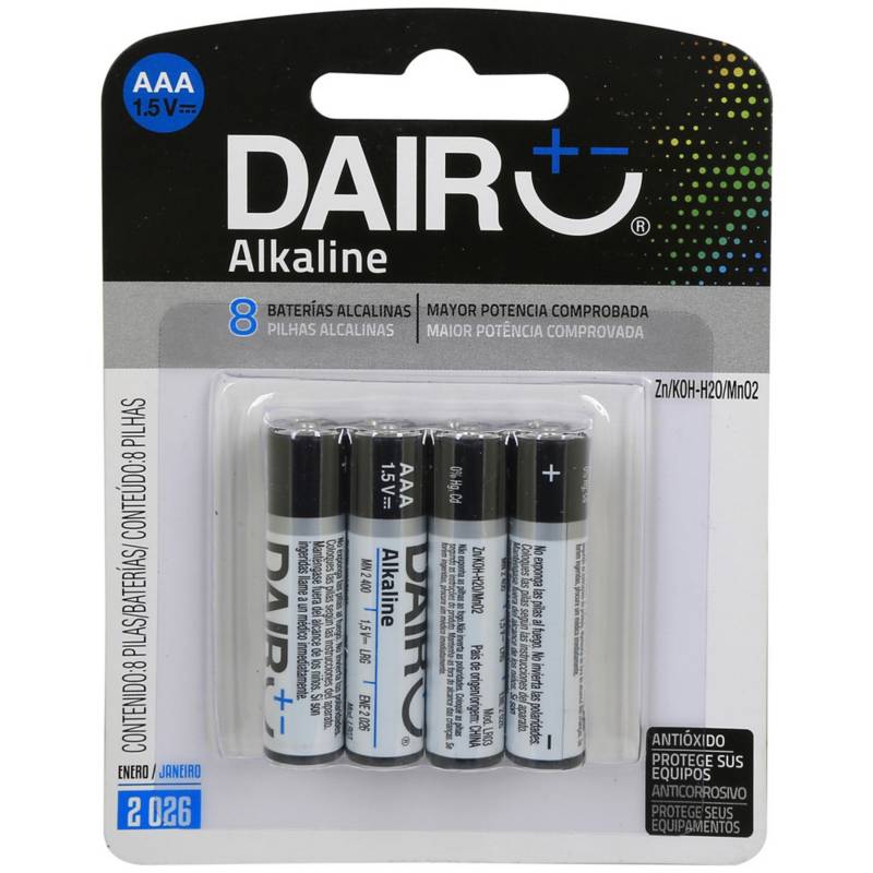 DAIRU - Pack de 8 pilas alcalinas AAA 1.5V