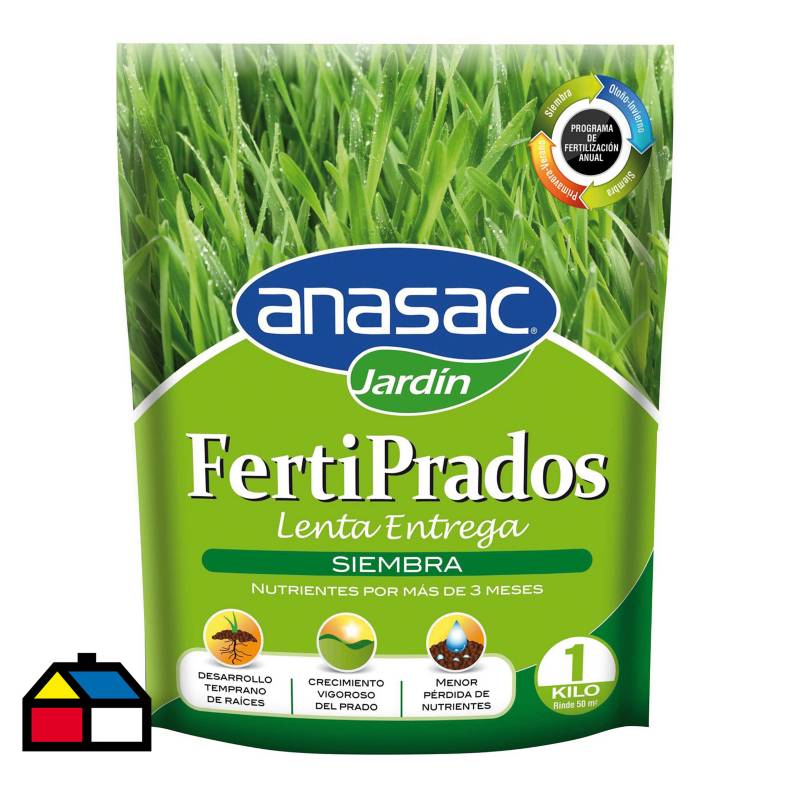ANASAC - Fertilizante para césped Lenta Entrega Siembra 1 kg bolsa