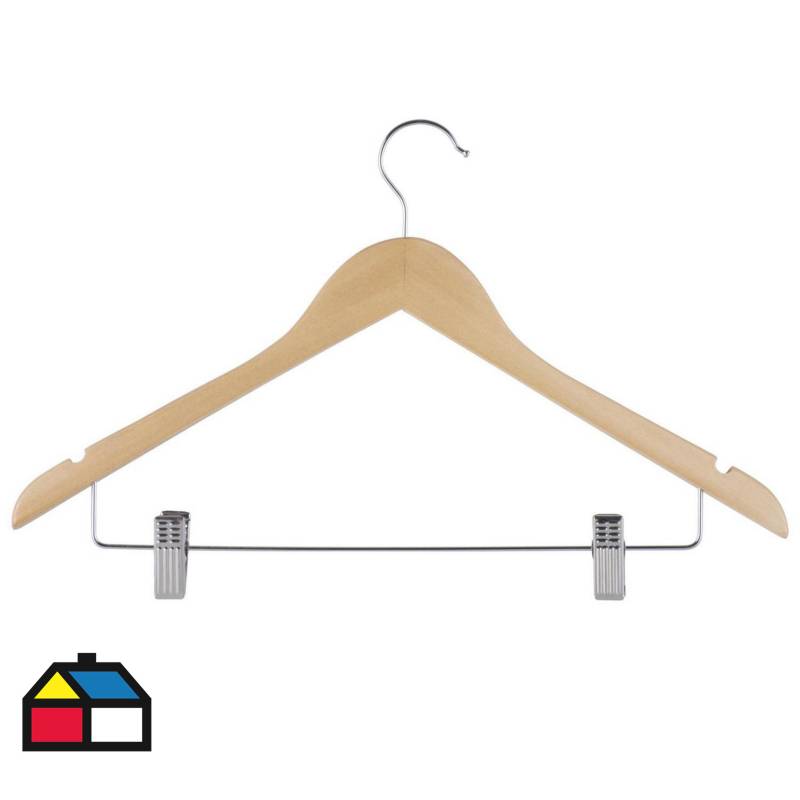 JUST HOME COLLECTION - Colgador de ropa con clips madera