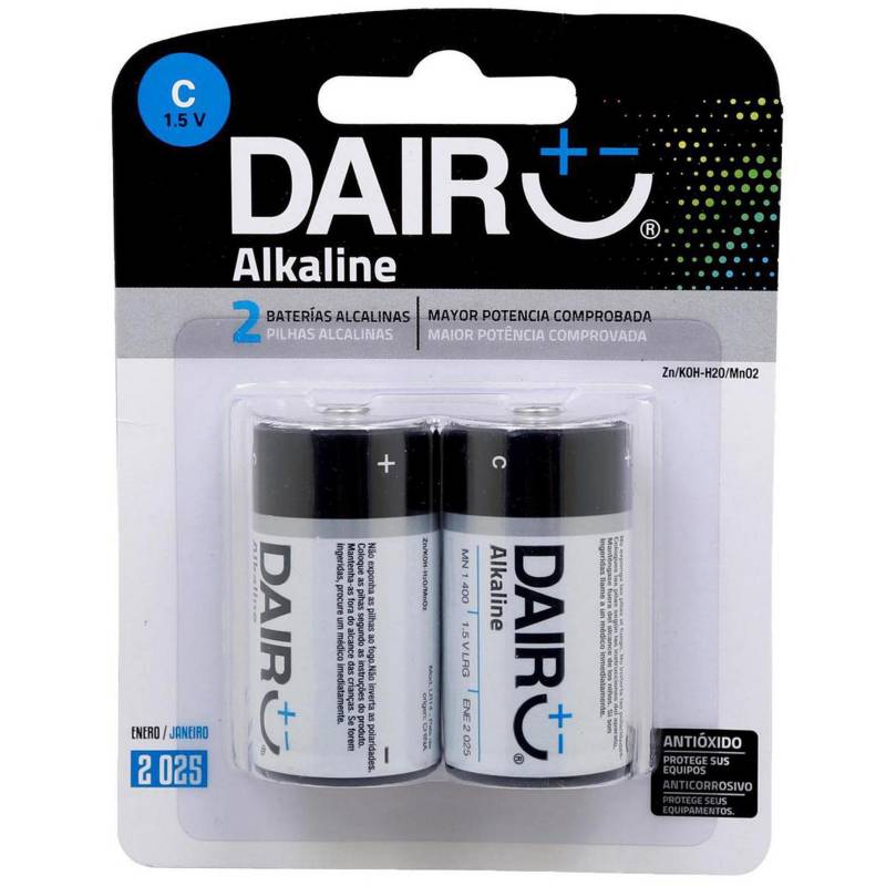 DAIRU - Pack de 2 pilas alcalinas C 1.5V