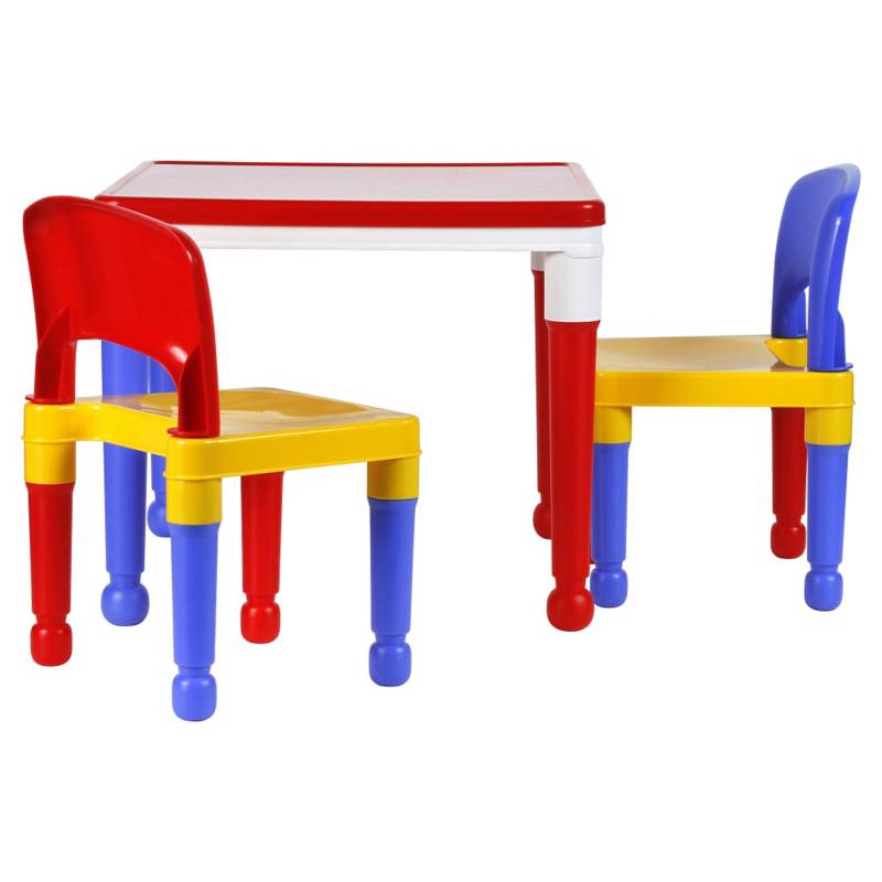 DELSUN - Mesa infantil con 2 sillas rojo amarillo azul