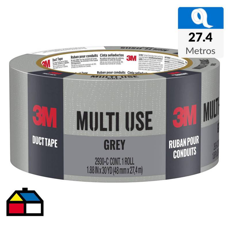 3M - Cinta Duct Tape de reparación gris 48 mm x 27.4 mts