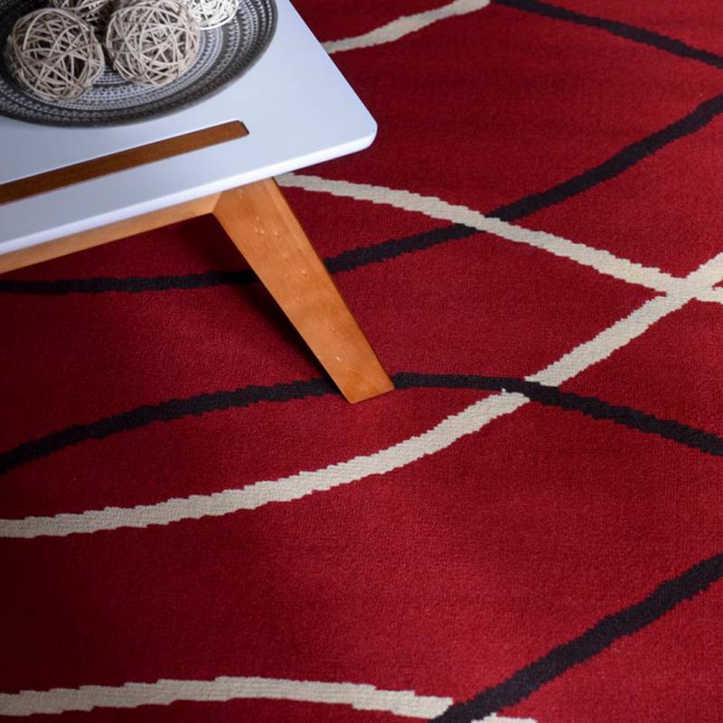 JUST HOME COLLECTION - Alfombra bcf rayas 150x220 cm rojo