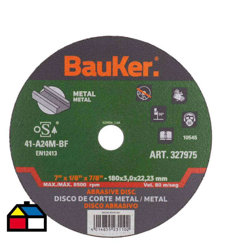 BAUKER - Disco de corte metal 7" acero