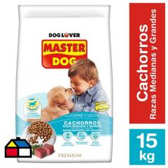 MASTER DOG - Alimento para perro cachorro mediano/grande 15kg carne/leche