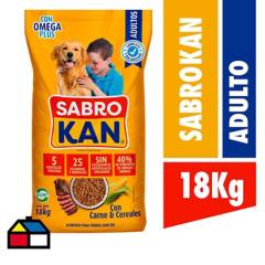 SABROKAN - Alimento seco para perro adulto 18 kg carne y arroz
