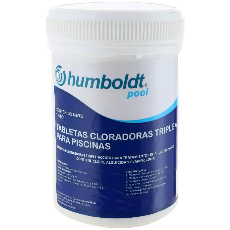 HUMBOLDT - Cloro en tabletas para piscinas 1 kg Tripleacción