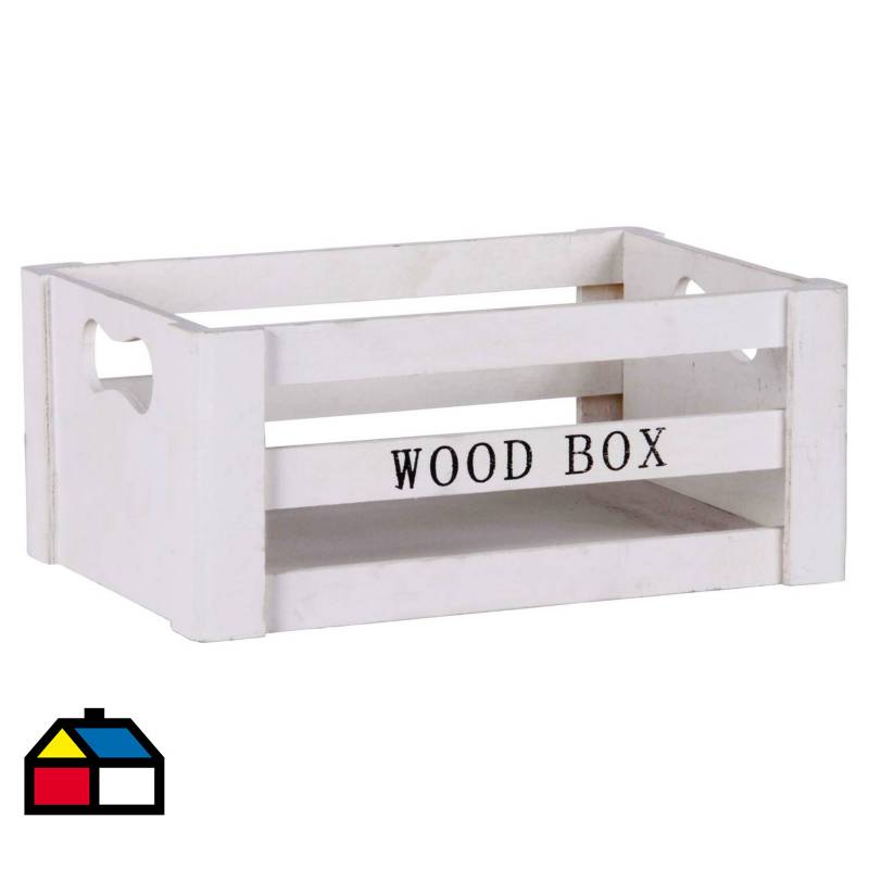 HOMY - Caja decorativa Wood 29,5x13,3 cm blancas.