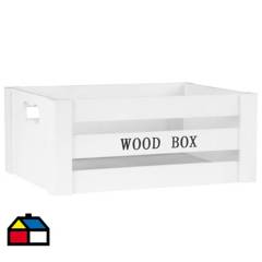 HOMY - Caja decorativa Wood 33,5x14 cm blancas.