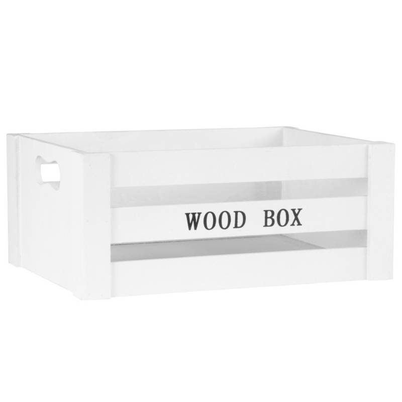 HOMY - Caja decorativa 14x33,5 cm madera blanco