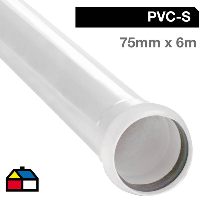VINILIT - Tubo PVC sanitario blanco con goma 75 mm 6m