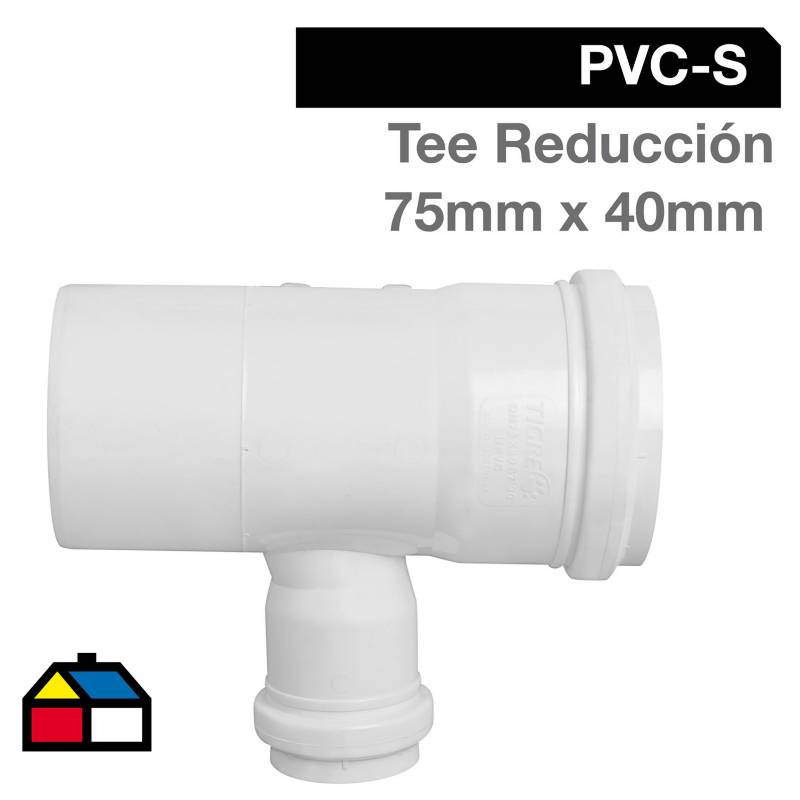 TIGRE - Tee Reducción PVC-S Bco c/goma 75mm x 40mm Blanco 1u