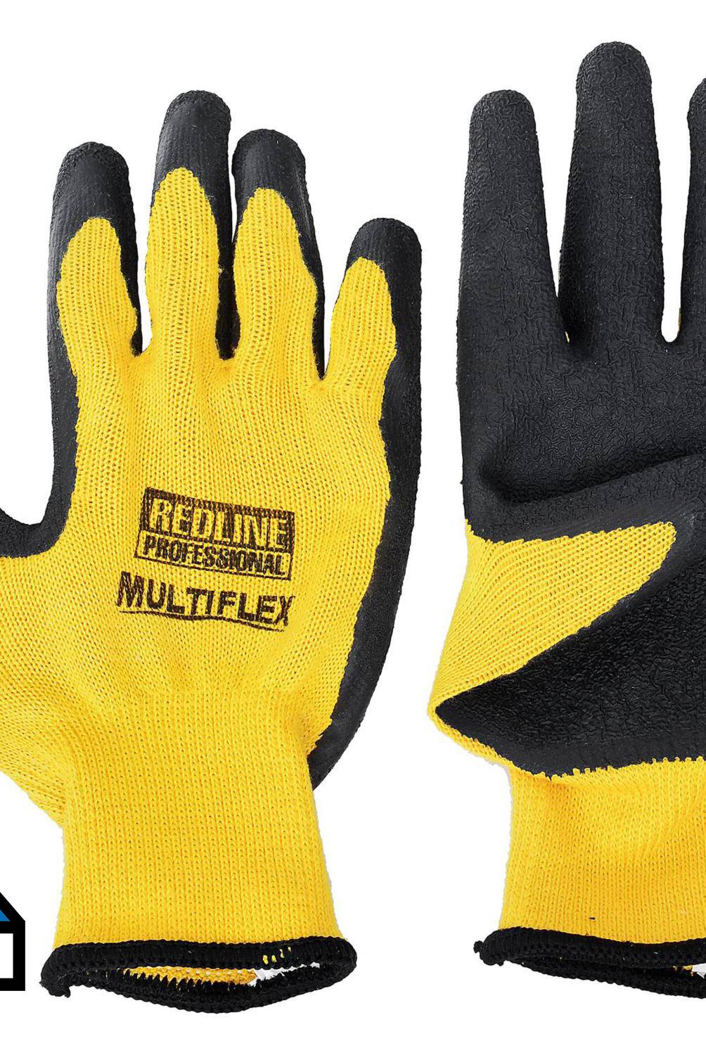REDLINE - Pack 6 pares guantes multiflex amarillo negro palma látex