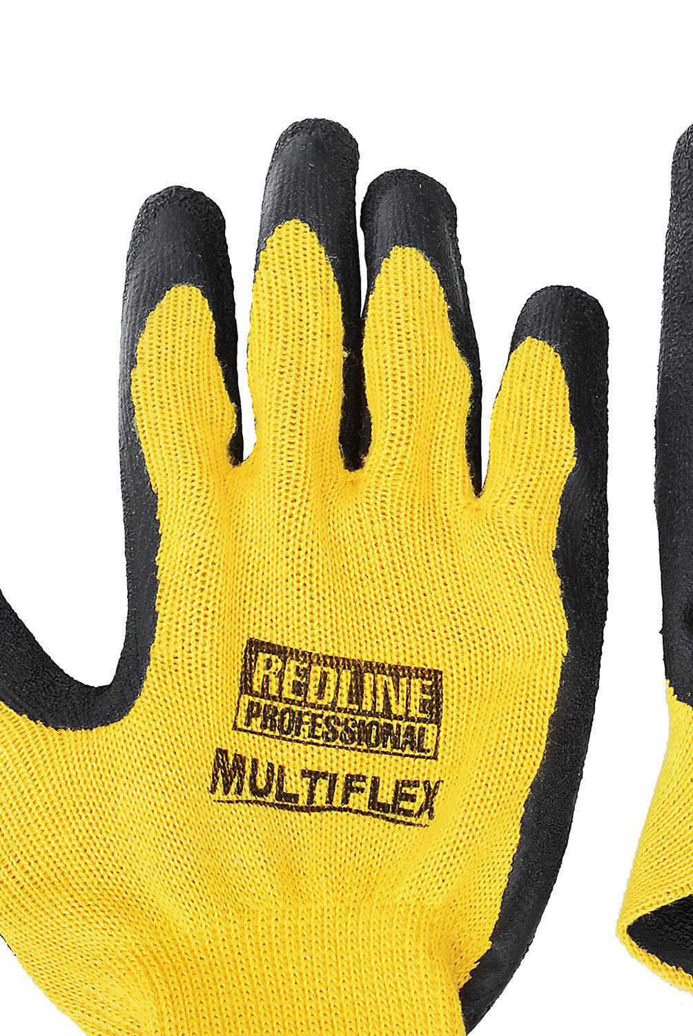 REDLINE - Pack 6 pares guantes multiflex amarillo negro palma látex
