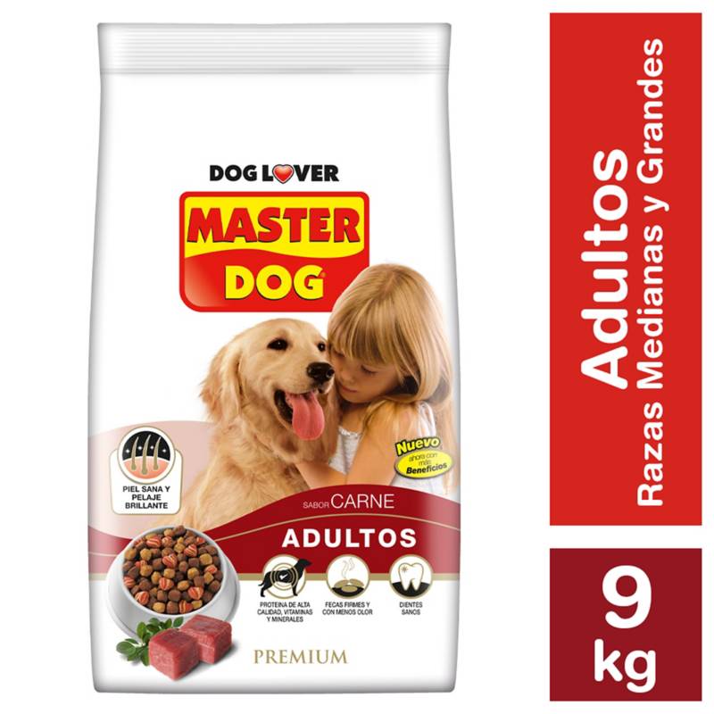 MASTER DOG - Alimento seco| perro adulto 9kg carne, arroz y vegetales